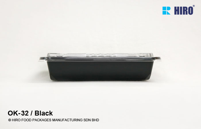 Sushi Platter OK-32 Black with lid side view