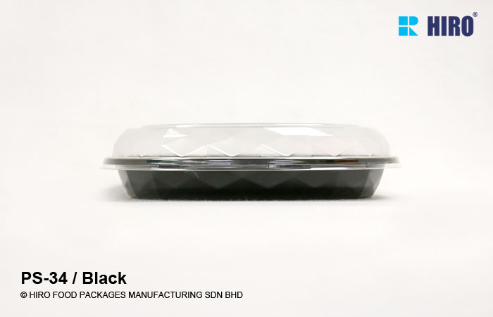 Round Diamond shape food container PS-34 Black lid side