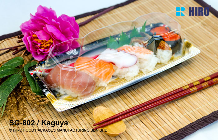 Sushi Tray SG-802 Kaguya with food and lid image