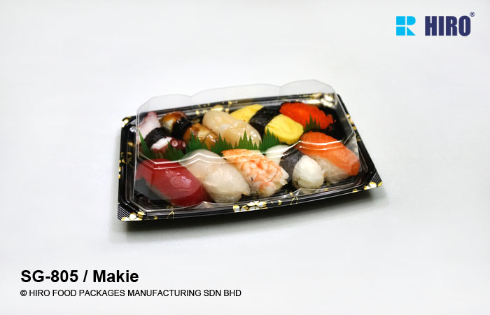 Sushi Tray SG-805 Makie with food and lid